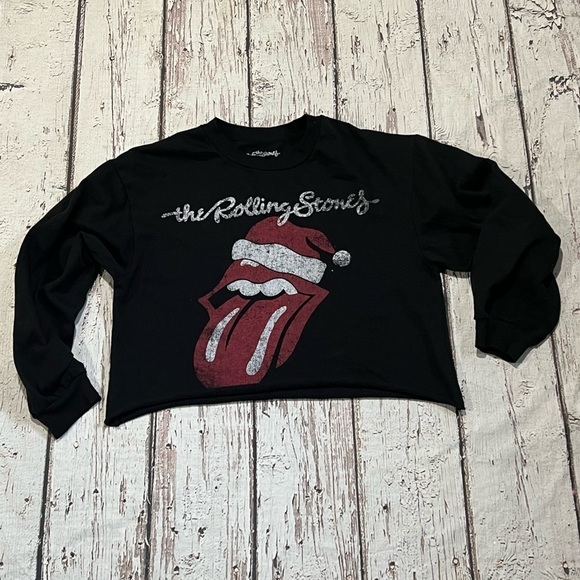 Women's The Rolling Stones Crop Top Christmas Rock n Roll Music Sweatshirt - Picture 1 of 6